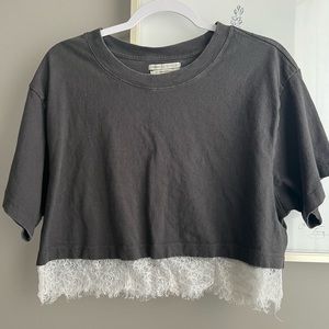 Urban Outfitters Cropped Lace T-shirt
